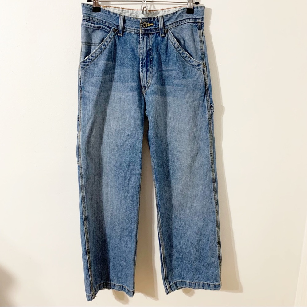 Vintage Levi’s High Waisted Wide Leg Carpenter Jeans Hammer Loop Tool Po…